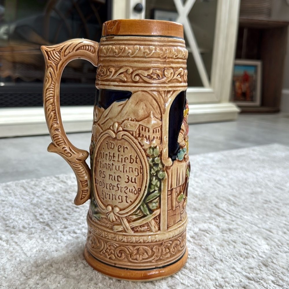 VINTAGE Ceramic Tall 9.5" Beer Stein -Made in Japan- Brinn's, Pittsburgh, PA